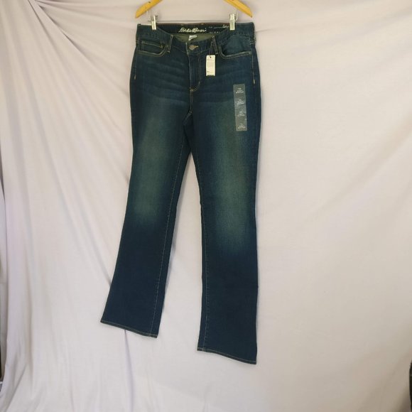 EDDIE BAUER CURVY BOOTCUT JEANS in BROOK WASH w14L +MEASUREMENTS NeW - Picture 2 of 10